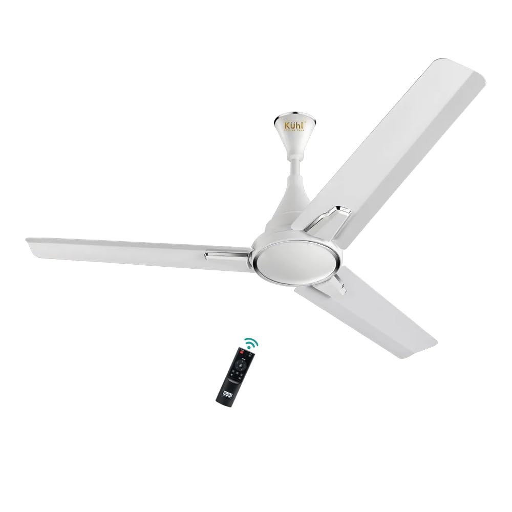 KUHL Prima A1 1200mm Decorative Power Saving BLDC Ceiling Fan with Remote | 29W | Saves upto 65% Electricity | 5 Star | High Air Flow | Stylish Design | White